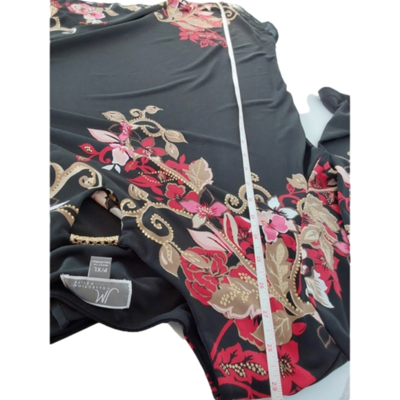 JM Woman Collection Keyhole Black Floral Tunic - Picture 10 of 11